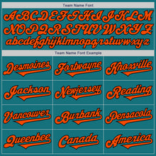 Load image into Gallery viewer, Custom Teal Orange-Black Authentic Two Tone Baseball Jersey
