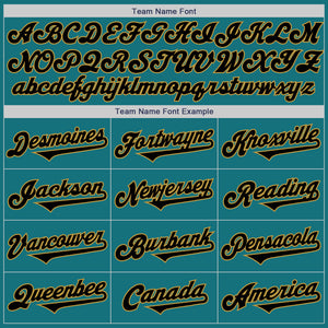 Custom Teal Black-Old Gold Authentic Two Tone Baseball Jersey