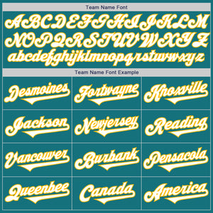 Custom Teal White-Gold Authentic Two Tone Baseball Jersey