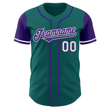 Load image into Gallery viewer, Custom Teal Purple-White Authentic Two Tone Baseball Jersey
