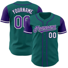 Load image into Gallery viewer, Custom Teal Purple-White Authentic Two Tone Baseball Jersey

