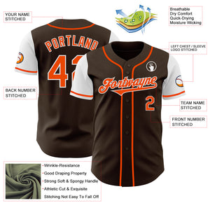 Custom Brown Orange-White Authentic Two Tone Baseball Jersey