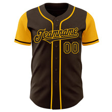 Load image into Gallery viewer, Custom Brown Gold Authentic Two Tone Baseball Jersey
