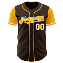 Load image into Gallery viewer, Custom Brown Gold-White Authentic Two Tone Baseball Jersey
