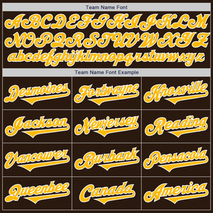 Custom Brown Gold-White Authentic Two Tone Baseball Jersey