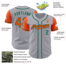 Load image into Gallery viewer, Custom Gray Orange-Kelly Green Authentic Two Tone Baseball Jersey
