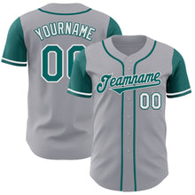 Load image into Gallery viewer, Custom Gray Teal-White Authentic Two Tone Baseball Jersey
