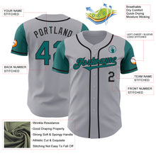 Load image into Gallery viewer, Custom Gray Teal-Black Authentic Two Tone Baseball Jersey
