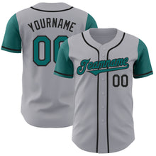 Load image into Gallery viewer, Custom Gray Teal-Black Authentic Two Tone Baseball Jersey
