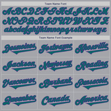 Load image into Gallery viewer, Custom Gray Teal-Purple Authentic Two Tone Baseball Jersey
