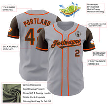 Load image into Gallery viewer, Custom Gray Brown-Orange Authentic Two Tone Baseball Jersey
