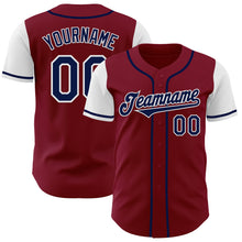 Load image into Gallery viewer, Custom Crimson Navy-White Authentic Two Tone Baseball Jersey
