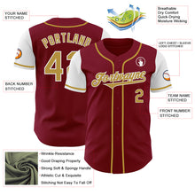 Load image into Gallery viewer, Custom Crimson Old Gold-White Authentic Two Tone Baseball Jersey
