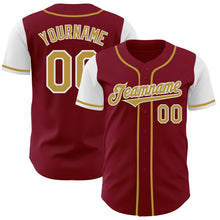 Load image into Gallery viewer, Custom Crimson Old Gold-White Authentic Two Tone Baseball Jersey
