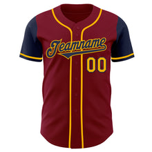 Load image into Gallery viewer, Custom Crimson Navy-Gold Authentic Two Tone Baseball Jersey
