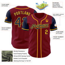 Load image into Gallery viewer, Custom Crimson Navy-Gold Authentic Two Tone Baseball Jersey
