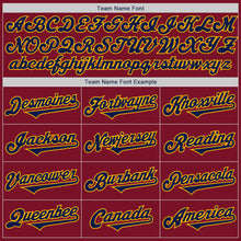 Load image into Gallery viewer, Custom Crimson Navy-Gold Authentic Two Tone Baseball Jersey
