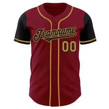 Load image into Gallery viewer, Custom Crimson Black-Old Gold Authentic Two Tone Baseball Jersey
