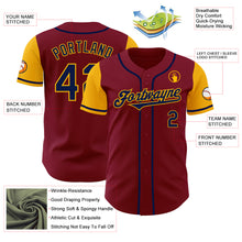 Load image into Gallery viewer, Custom Crimson Navy-Gold Authentic Two Tone Baseball Jersey
