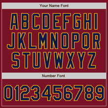 Load image into Gallery viewer, Custom Crimson Navy-Gold Authentic Two Tone Baseball Jersey
