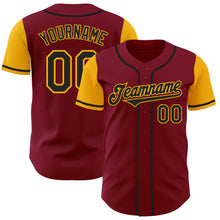 Load image into Gallery viewer, Custom Crimson Black-Gold Authentic Two Tone Baseball Jersey
