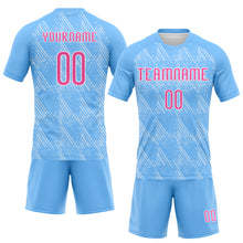 Load image into Gallery viewer, Custom Powder Blue Pink-White Lines Splatter Art Sublimation Volleyball Uniform Jersey
