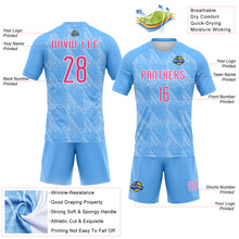 Load image into Gallery viewer, Custom Powder Blue Pink-White Lines Splatter Art Sublimation Volleyball Uniform Jersey
