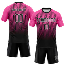 Load image into Gallery viewer, Custom Pink Black-White Lines Sublimation Volleyball Uniform Jersey

