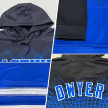 Load image into Gallery viewer, Custom Stitched Black Royal-Light Blue 3D Pattern Design Gradient Square Shape Sports Pullover Sweatshirt Hoodie
