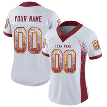 Load image into Gallery viewer, Custom White Burgundy-Gold Drift Fashion Football Jersey
