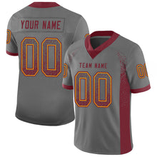 Load image into Gallery viewer, Custom Gray Burgundy-Gold Drift Fashion Football Jersey
