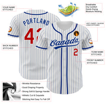 Load image into Gallery viewer, Custom White Royal Pinstripe Red Authentic Baseball Jersey
