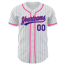 Load image into Gallery viewer, Custom White Royal Pinstripe Royal-Pink Authentic Baseball Jersey
