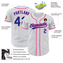 Load image into Gallery viewer, Custom White Royal Pinstripe Royal-Pink Authentic Baseball Jersey
