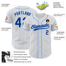 Load image into Gallery viewer, Custom White Royal Pinstripe Royal-Light Blue Authentic Baseball Jersey
