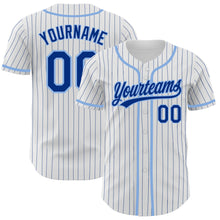 Load image into Gallery viewer, Custom White Royal Pinstripe Royal-Light Blue Authentic Baseball Jersey
