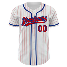 Load image into Gallery viewer, Custom White Red Pinstripe Red-Royal Authentic Baseball Jersey
