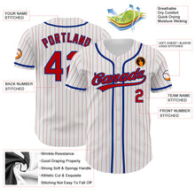 Load image into Gallery viewer, Custom White Red Pinstripe Red-Royal Authentic Baseball Jersey
