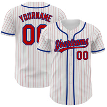 Load image into Gallery viewer, Custom White Red Pinstripe Red-Royal Authentic Baseball Jersey
