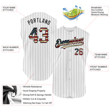 Load image into Gallery viewer, Custom White Black Pinstripe Vintage USA Flag Authentic Sleeveless Baseball Jersey

