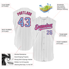 Load image into Gallery viewer, Custom White Black Pinstripe Light Blue-Pink Authentic Sleeveless Baseball Jersey
