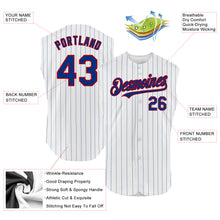 Load image into Gallery viewer, Custom White Royal Pinstripe Red Authentic Sleeveless Baseball Jersey

