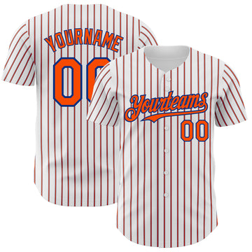 Custom White (Royal Orange Pinstripe) Orange-Royal Authentic Baseball Jersey