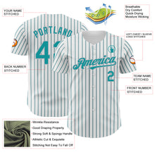 Load image into Gallery viewer, Custom White (Teal Gray Pinstripe) Teal-Gray Authentic Baseball Jersey
