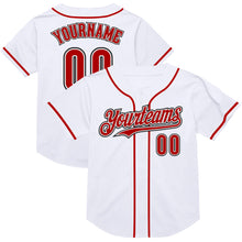 Load image into Gallery viewer, Custom White Red-Black Mesh Authentic Throwback Baseball Jersey
