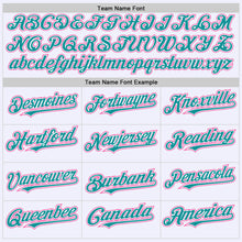 Load image into Gallery viewer, Custom White Pink-Teal Mesh Authentic Throwback Baseball Jersey
