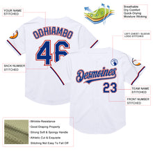 Load image into Gallery viewer, Custom White Royal-Red Mesh Authentic Throwback Baseball Jersey
