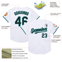 Load image into Gallery viewer, Custom White Black-Teal Mesh Authentic Throwback Baseball Jersey
