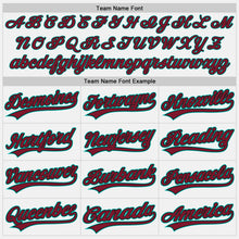 Load image into Gallery viewer, Custom White Crimson Black-Aqua Authentic Baseball Jersey
