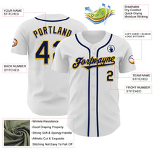 Load image into Gallery viewer, Custom White Navy-Gold Authentic Baseball Jersey
